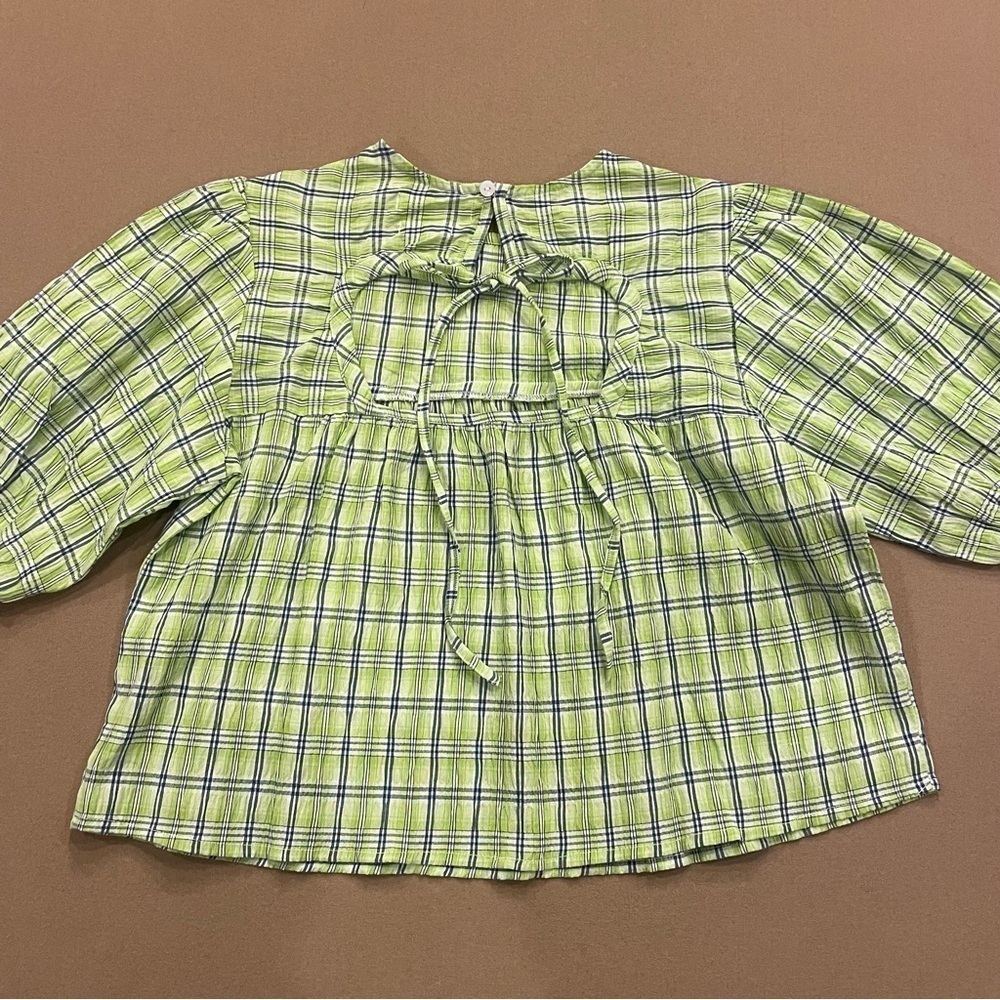 Native Youth Women’s Plaid Textured Top With Open Back Detail Size XS - Picture 5 of 12